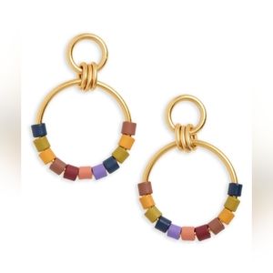 NWOT 	Madewell Gold Plated Rainbow Beads Hoop Earrings